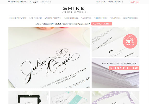 海外ウェディングサイト「Shine Wedding Invitations」