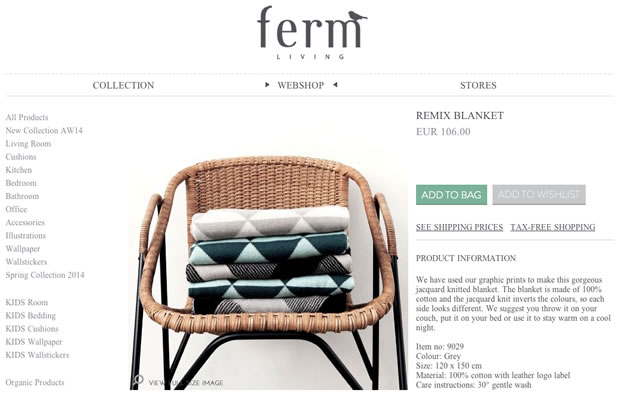 ferm LIVING（ファームリビング）のブランケット