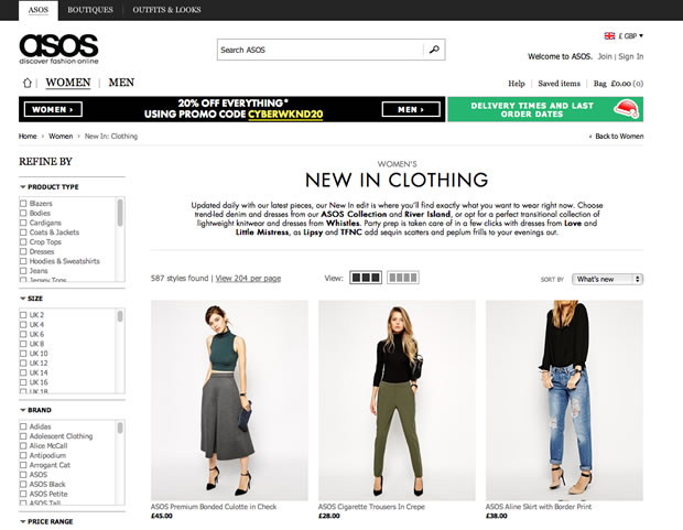 ファッション通販サイトASOS